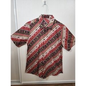 New Men's Fashion Indonesian Batik Short Sleeve Shirt Size L - Batik Roebini